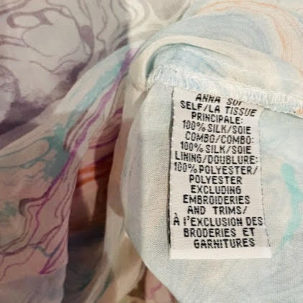 Anna Sui Silk Pastel Marbled flutter sleeve top -Super Stunner Staple - Picture 7 of 8